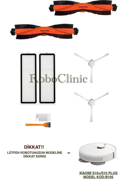Xiaomi Robot Vacuum S10+/S10 Plus Robot Süpürge Uyumlu Fırça,hepa Filtre Set-8 Parça