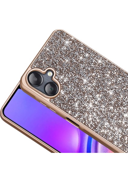 Galaxy A06 Kılıf Parlak Taşlı Tasarım Otnv Pırlanta Kapak - Gold