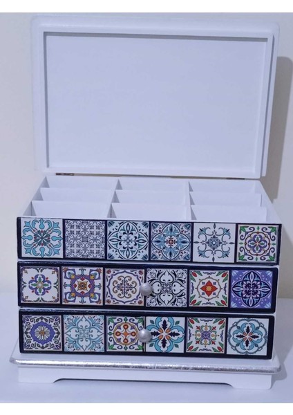 Beyaz Ahşap Çekmeceli Dekoratif Takı ve Aksesuar Kutusu 32,5X21,5X22,5 cm fırsatları