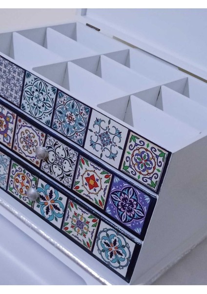 Beyaz Ahşap Çekmeceli Dekoratif Takı ve Aksesuar Kutusu 32,5X21,5X22,5 cm indirimleri