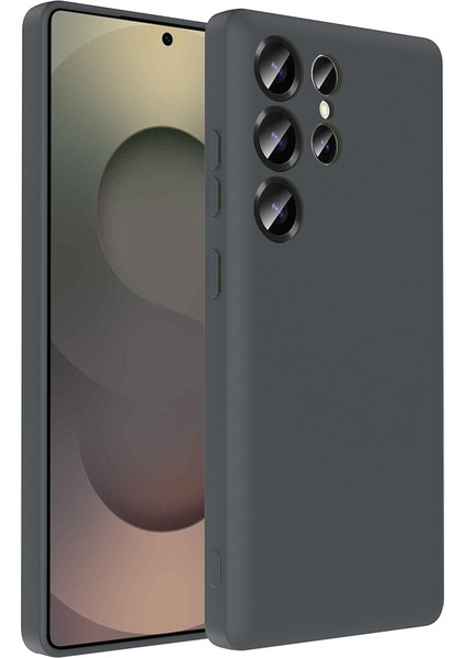 Galaxy S25 Ultra Kılıf Kamera Korumalı Kartlık Hazneli Alt Vitra Kapak - Gri