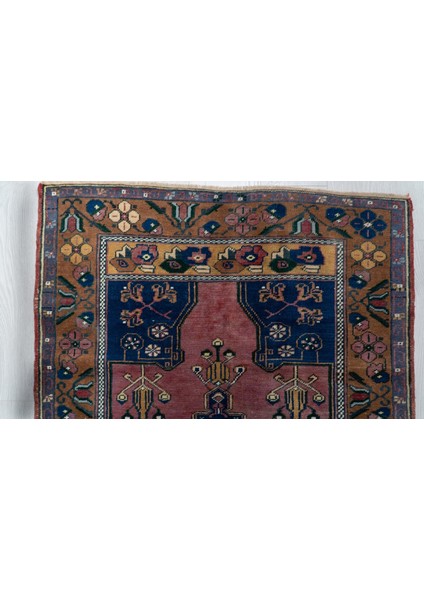 103X202 cm Pembe ve Lacivert Renkli Türk El Dokuma Yün Anadolu Kilim indirimleri