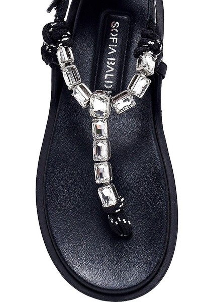 Strope Siyah Tekstil Kadın Düz Sandalet