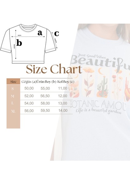 Kadın Taba Oversize Tişört – Botanik Baskılı,beautiful / Botanic Amour Yazılı
