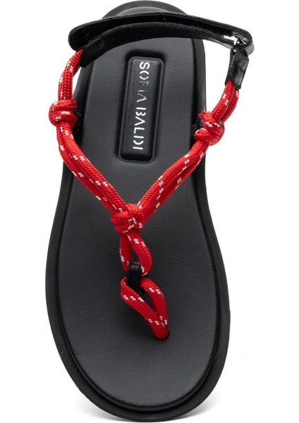Rope Kırmızı Tekstil Kadın Düz Sandalet fırsatları