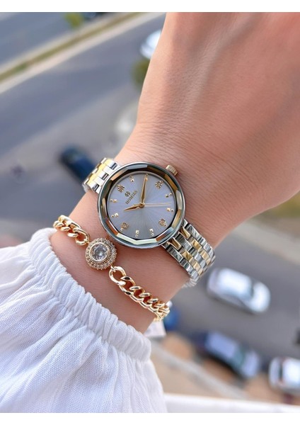 Çelik Kordon 2 Yıl Garantili 30 mt Suya Dayanıklı Kadın Kol Saati+Bileklik HM.B255005S.3 fiyatları