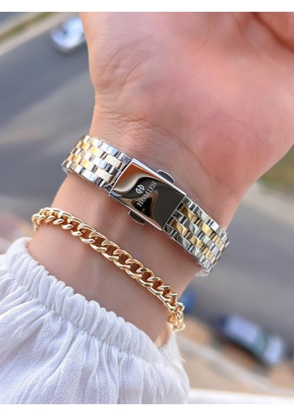 Çelik Kordon 2 Yıl Garantili 30 mt Suya Dayanıklı Kadın Kol Saati+Bileklik HM.B255005S.3 modelleri