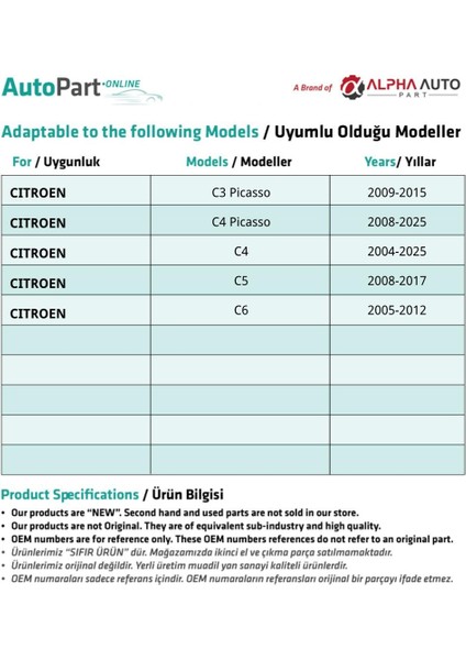 Peugeot, Citroen için Davlumbaz Klips fiyatları