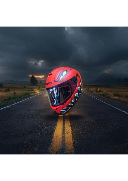AXXİS DRAKEN S KIRMIZI VENOM DİŞLİ FULL FACE KASK