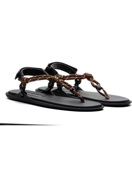 Rope Kahve Tekstil Kadın Düz Sandalet modelleri