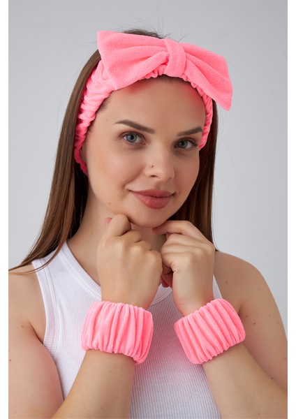 Fiyonk Havlu Saç Bandı ve Bileklik Seti Spa-Makyaj-Cilt Bakım-Yüz Yıkama Saç Bandı fiyatları