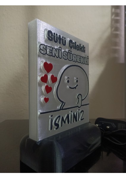 Kişiye Özel Isimli Hediyelik Kablolu LED Lamba - M11- Sütü Çilekli Seni Sürekli - Beyaz Işıklı fırsatları