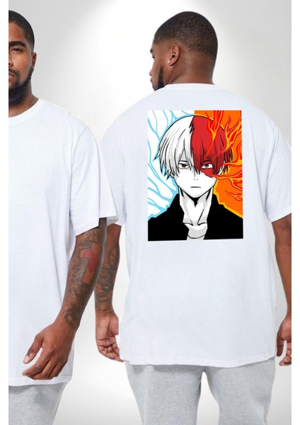 My Hero Boku Anime Büyük Beden Beyaz Tişört Kadın Erkek Ünisex Sırt Baskılı fiyatları