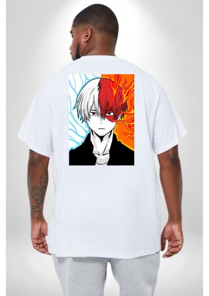 My Hero Boku Anime Büyük Beden Beyaz Tişört Kadın Erkek Ünisex Sırt Baskılı fırsatları