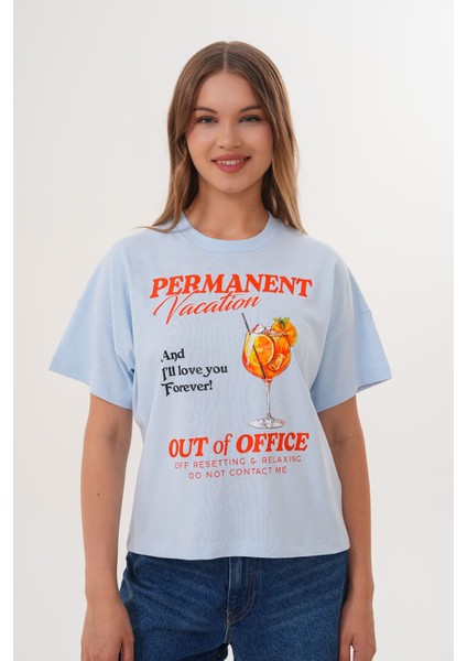 Kadın Permanent Vacation Mavi T-Shirt