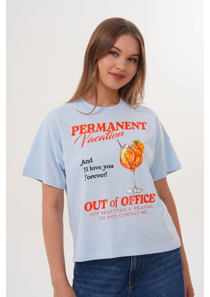 Kadın Permanent Vacation Mavi T-Shirt modelleri