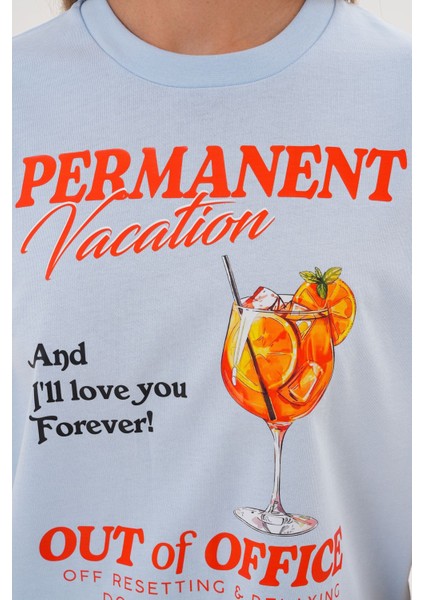 Kadın Permanent Vacation Mavi T-Shirt