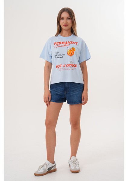Kadın Permanent Vacation Mavi T-Shirt