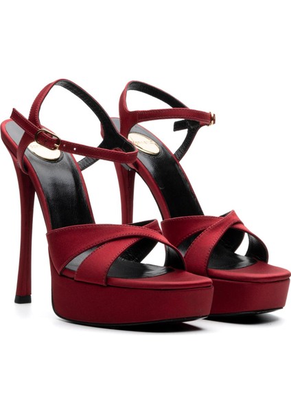 Glare Bordo Tekstil Kadın Topuklu Sandalet modelleri