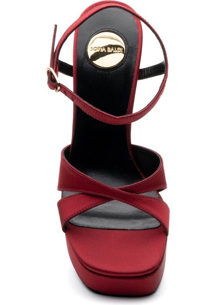 Glare Bordo Tekstil Kadın Topuklu Sandalet fırsatları