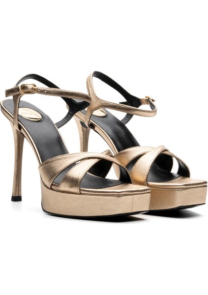 Levas Altın Hakiki Deri Kadın Topuklu Sandalet modelleri