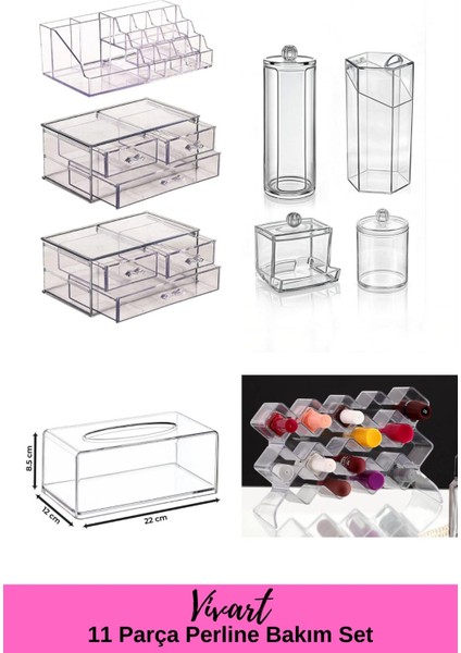 10 Adet Perline Makyaj Organizer Seti, Şık ve Fonksiyonel Düzenleme Çözümü