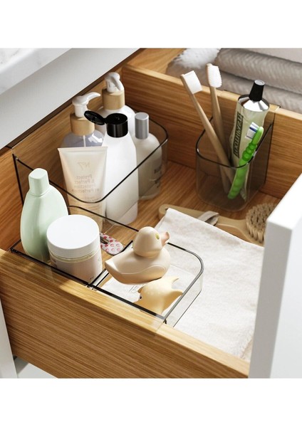 3'lü Çekmece İçi Düzenleyici Takı ve Makyaj Organizeri, Şeffaf Gri, Turuncu Seçenek fiyatları