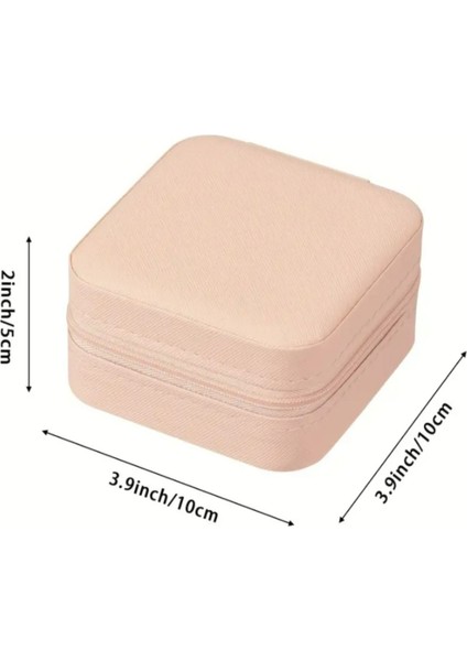 Pembe Mini Seyahat Takı Kutusu, Suni Deri Organizer, Şık ve Pratik Tasarım fiyatları