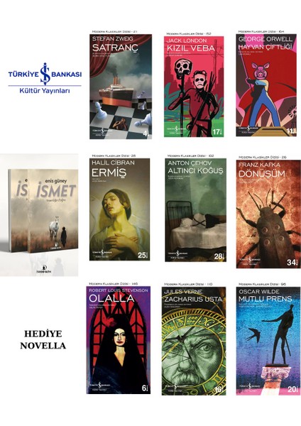 Modern Klasikler Seti 9 Kitap + Ismet ( En Çok Okunan 9 Farklı Yazar )