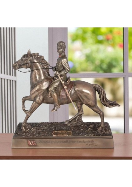 Atatürk Süvari Bronz – Veronese Biblo 28,5x9,5x26,5 cm (JTU09348A4)– Dekoratif Obje