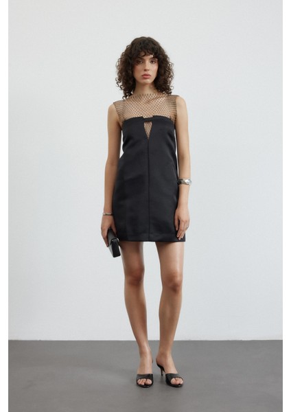 Siyah Cilt Tek Bant Topuklu Kadın Terlik