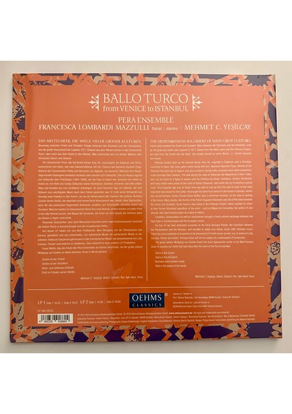 Pera Ensemble, Mehmet C. Yeşilçay, Francesca Lombardi Mazzulli - Pera Ensemble - Ballo Turco (From Venice To Istanbul) Plak modelleri