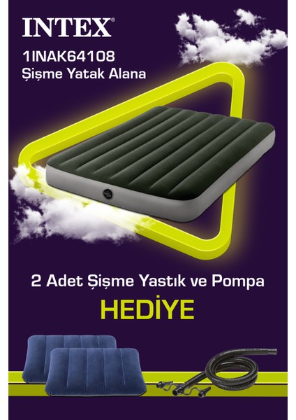 Full Dura-Beam 64108 Prestıge Çift Kişilik Şişme Yatak 137X191X25CM + 2ADET Yastık + Şişirme Pompası