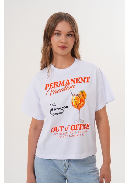 Kadın Permanent Vacation Beyaz T-Shirt fırsatları
