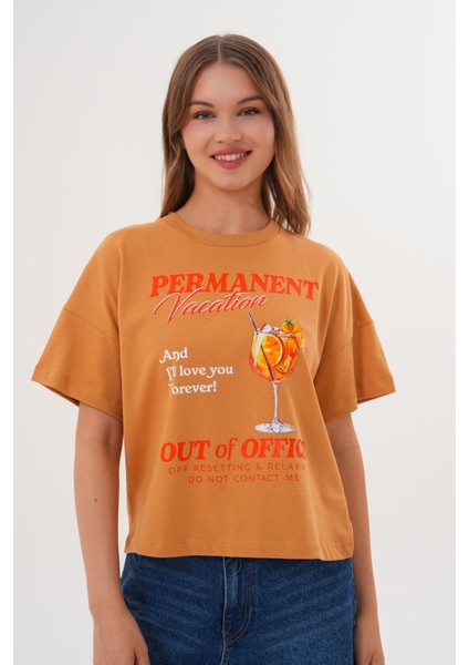 Kadın Permanent Vacation Taba T-Shirt modelleri