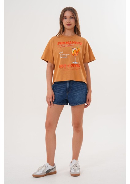 Kadın Permanent Vacation Taba T-Shirt