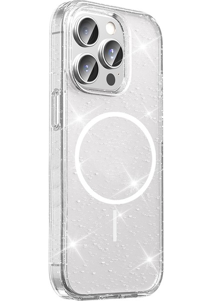 iPhone 14 Pro Max Kılıf M-Safe Şarj Özellikli Parlayan Simli Saydam Renkli Znth Maris Kapak - Şeffaf modelleri