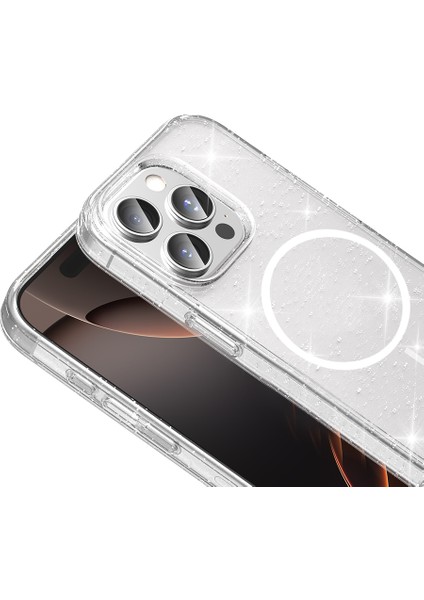 iPhone 14 Pro Max Kılıf M-Safe Şarj Özellikli Parlayan Simli Saydam Renkli Znth Maris Kapak - Şeffaf fırsatları
