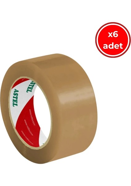 Koli Bandı, 6 Adet, 45 mm x 100 M, Kahverengi, Hotmelt Yapışkan