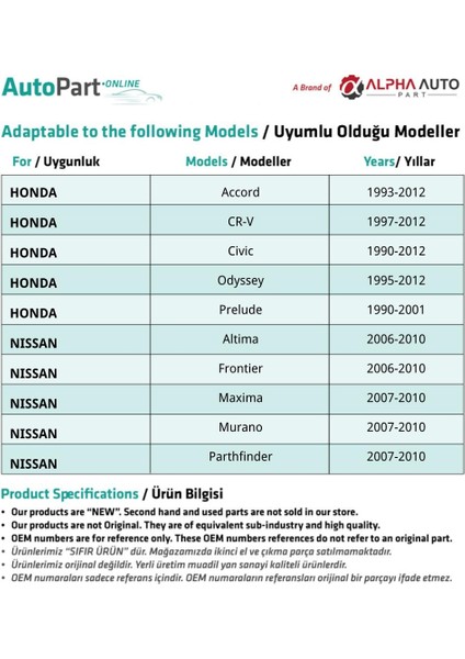 Toyota, Honda, Nissan, Volvo için Tampon Klips