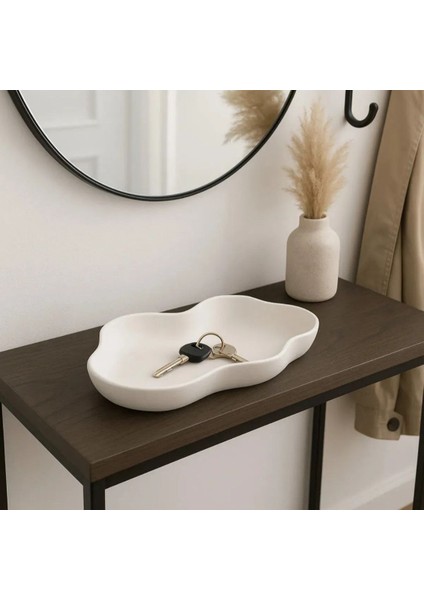 Dalga Desenli Dekoratiftabak, Banyo Düzenleyici, Anahtar ve Mum Tabağı,