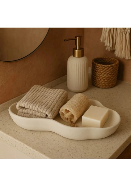 Dalga Desenli Dekoratiftabak, Banyo Düzenleyici, Anahtar ve Mum Tabağı, fiyatları