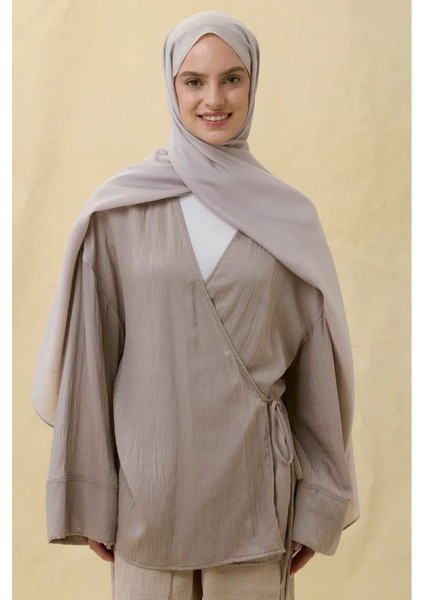 Paris Ipeği Açık Vizon Renk Pamuklu Şal