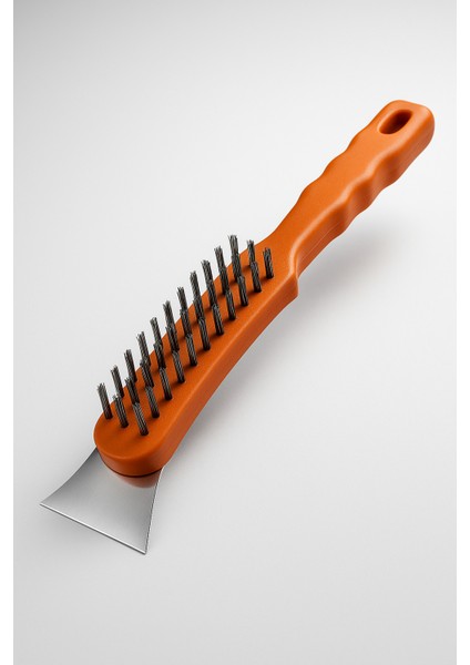 Metal Spatulalı Çelik Tel Fırça 270 mm Kazıma Temizleme Pas Sökücü Çelik Kıllı El Tipi Nalbur Fırça fırsatları