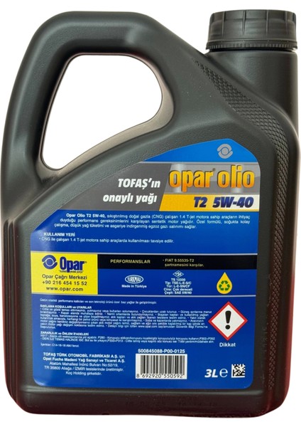 Olıo T2 5W40 3 Litre Motor Yağı Lpg'li Araçlar Için (Üretim Yılı 2025)