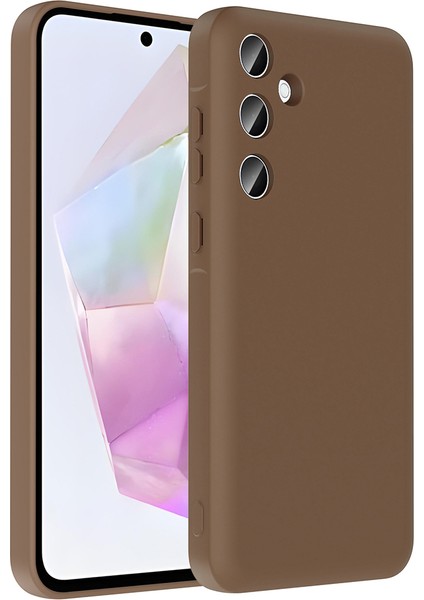 Galaxy A56 Kılıf Kamera Korumalı Kartlık Hazneli Mbtk Vitra Kapak - Kahverengi