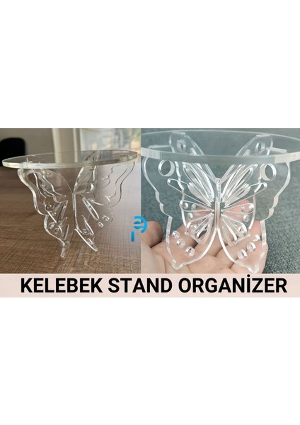 Şeffaf Kelebek Tasarımlı Masaüstü Takı ve Makyaj Organizer Standı