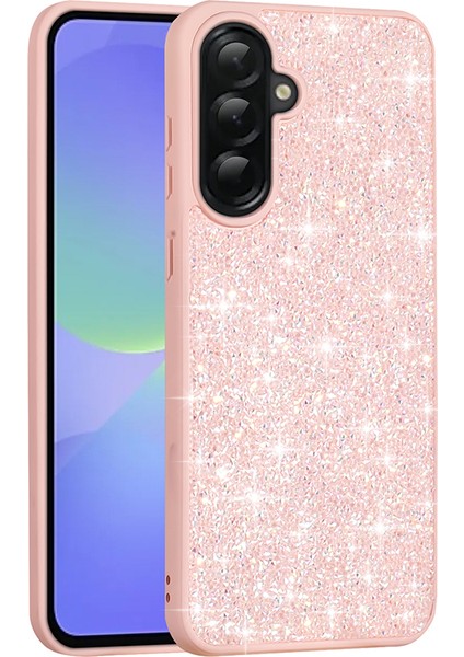 Galaxy A56 Kılıf Parlak Taşlı Tasarım Mbtk Pırlanta Kapak - Gold fiyatları
