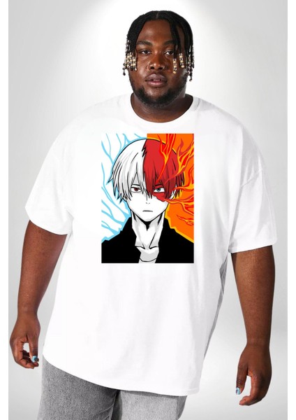 My Hero Boku Anime Beyaz Büyük Beden Kadın Erkek Ünisex Basic Ön Baskılı Tişört fiyatları