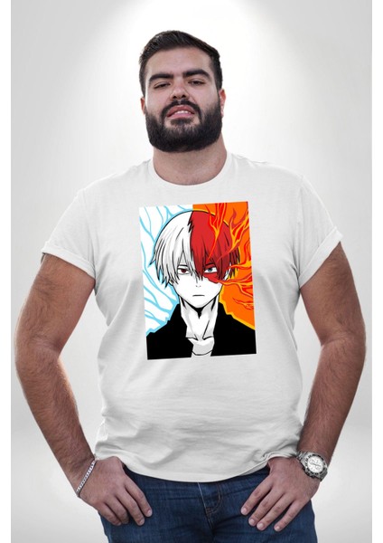My Hero Boku Anime Beyaz Büyük Beden Kadın Erkek Ünisex Basic Ön Baskılı Tişört indirimleri